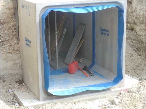 Revêtement HDPE T-Grip de jonction pour le raccordement à l’élément coulé en place.
