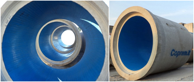 tuyaux en polyéthylène avec revêtement extérieur en béton